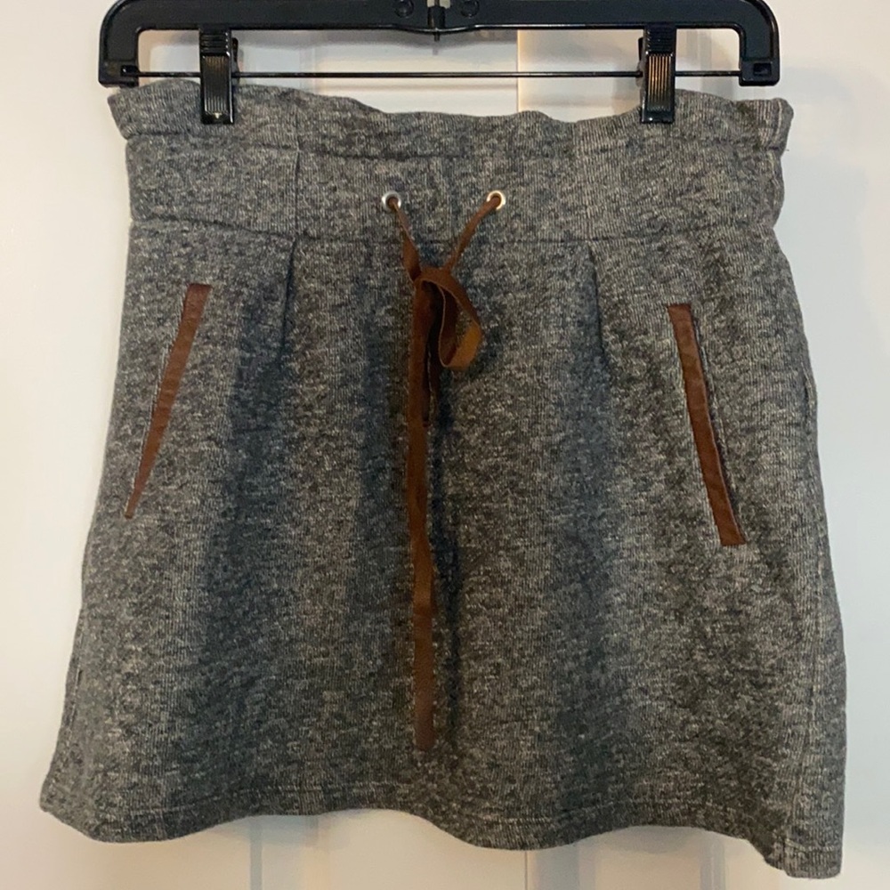 Sandro terry skirt with leather trim